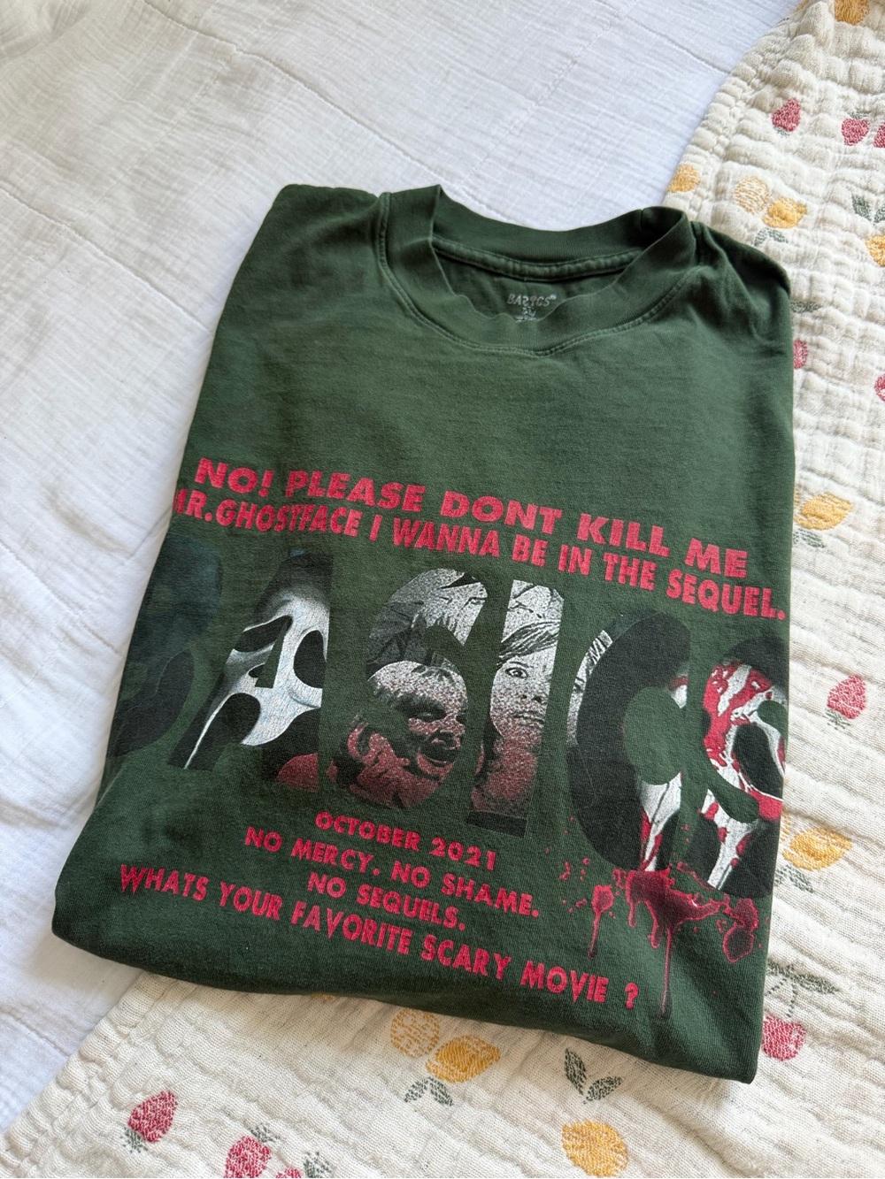 Green Graphic Ghostface Crewneck T-Shirt